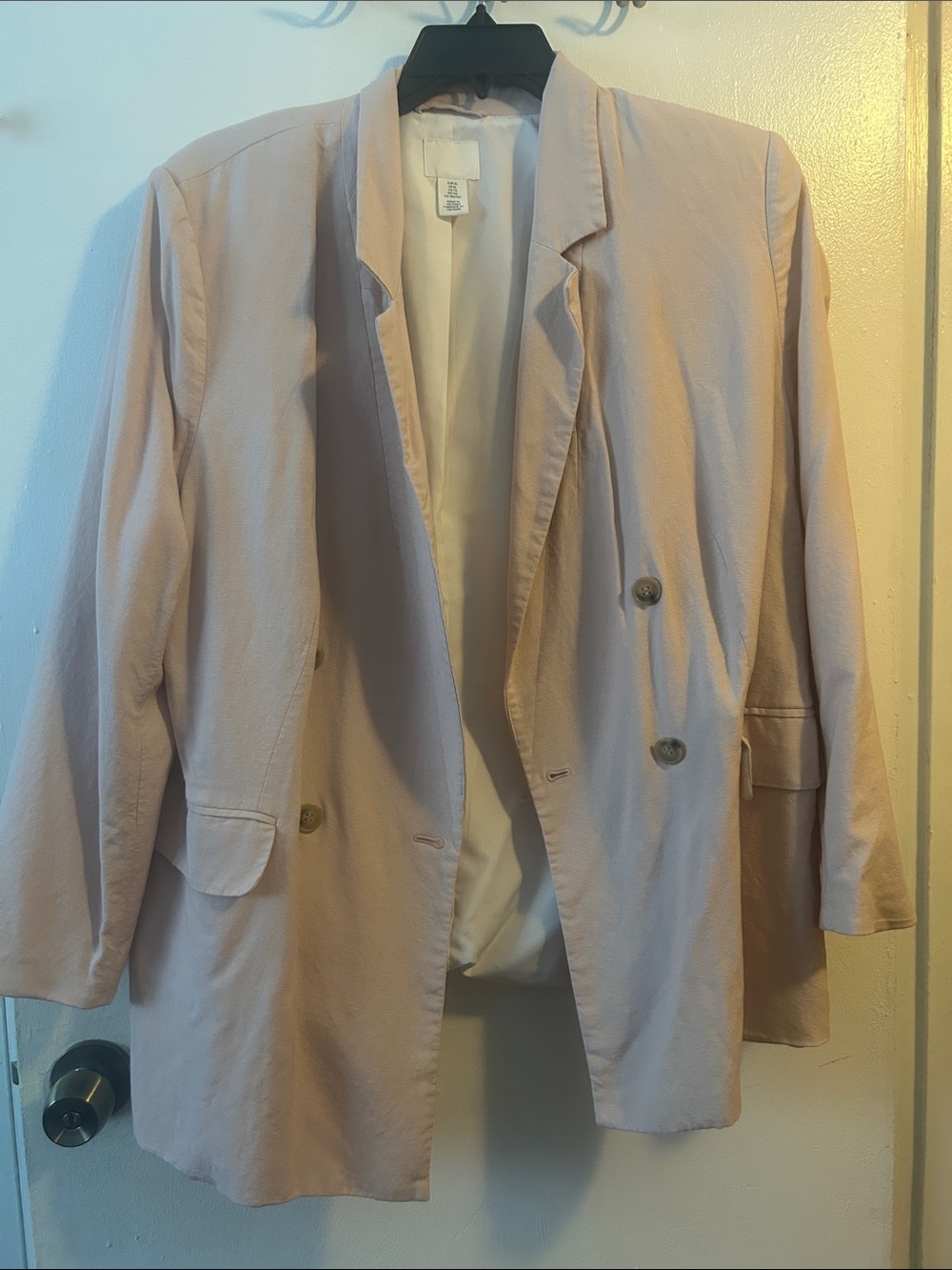 H&M Pale Pink Double-Breasted Blazer